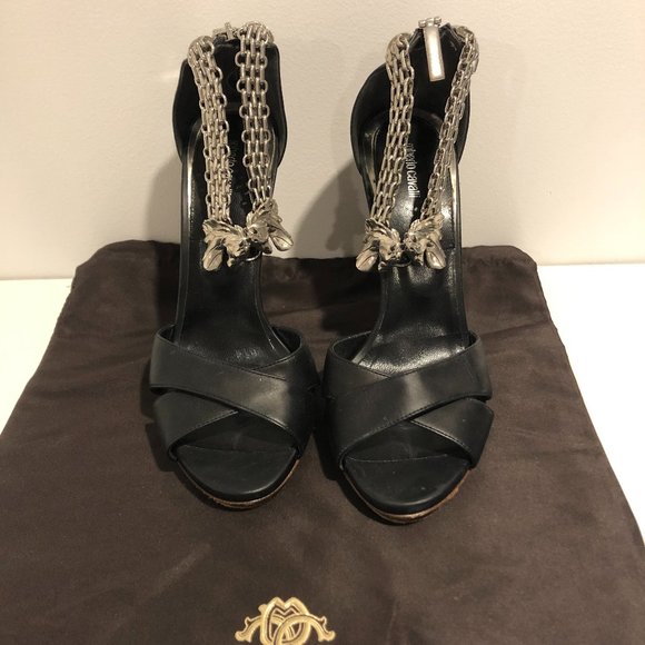 Roberto Cavalli Dragon Head Chain Sandals - Picture 2 of 6